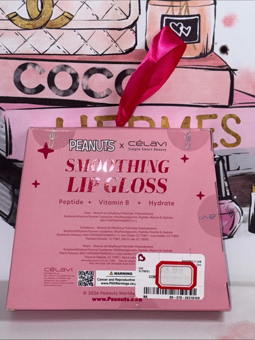 Peanuts x Célavi Smoothing Lip Gloss 3 pc Set - Pink/Red/White